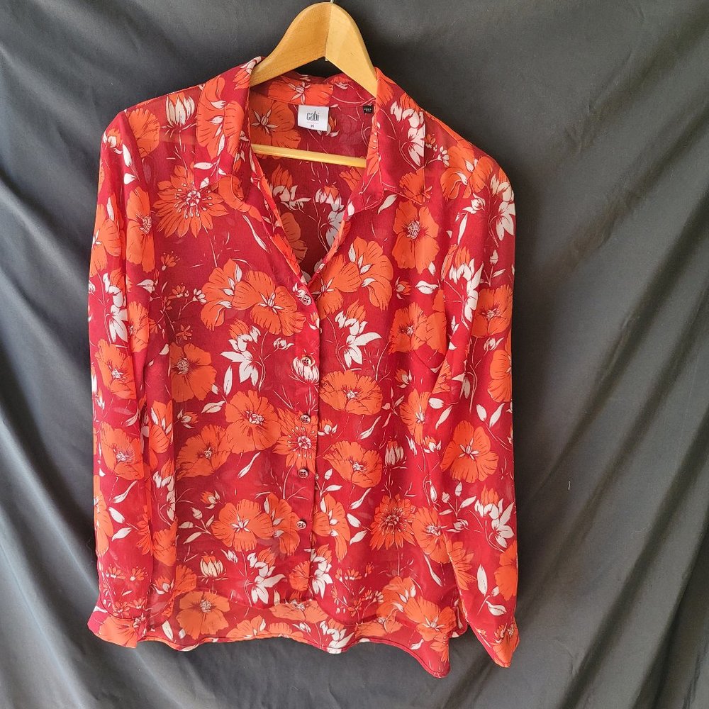 Cabi Button Up Semi Sheer M